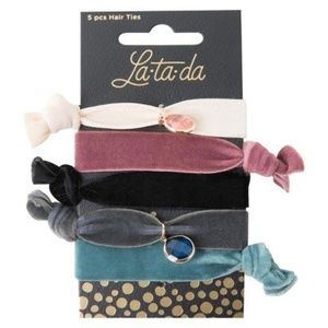 La-ta-da Velvet Ribbon Gem Hair Ties - 5pc